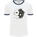 Yin Yang Axolottl Mens Ringer T-Shirt White/Navy Blue