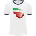 Curled Iran Flag Iranian Day Football Mens Ringer T-Shirt White/Navy Blue