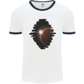 Space Planet Sun Flare Universe Mens Ringer T-Shirt White/Navy Blue