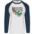 Christmas Velociraptors are Faster Dinosaur Mens L/S Baseball T-Shirt White/Navy Blue