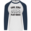 Cool Kids Play Chess Funny Game Player Mens L/S Baseball T-Shirt White/Navy Blue