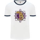 A Geometric Chameleon Mens Ringer T-Shirt White/Navy Blue
