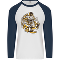 Steampunk Scorpion Mens L/S Baseball T-Shirt White/Navy Blue