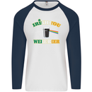 Irish You Were Beer St. Patrick's Day Beer Mens L/S Baseball T-Shirt White/Navy Blue