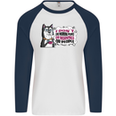 Husky Alaskan I Dont Like People Mornings Mens L/S Baseball T-Shirt White/Navy Blue