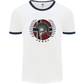 Norway Bodybuilding Flag Gym Training Spartan Mens Ringer T-Shirt White/Navy Blue