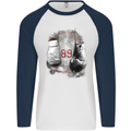 Boxing Gloves 89 Boxer Mens L/S Baseball T-Shirt White/Navy Blue