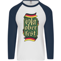 Germany Octoberfest German Beer Alcohol Mens L/S Baseball T-Shirt White/Navy Blue