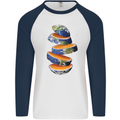 Our Orange Planet Earth Mens L/S Baseball T-Shirt White/Navy Blue