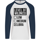 Levels of Wildness Libra Mens L/S Baseball T-Shirt White/Navy Blue