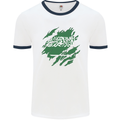 Torn Saudi Arabia Flag Arabian Day Football Mens Ringer T-Shirt White/Navy Blue