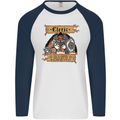 RPG Role Playing Games Cleric Dragons Mens L/S Baseball T-Shirt White/Navy Blue