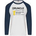 Druncle Uncle Funny Beer Alcohol Day Mens L/S Baseball T-Shirt White/Navy Blue