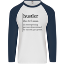 Hustler Definition Entrepreneur Hustle Mens L/S Baseball T-Shirt White/Navy Blue