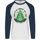 Bah Humbug Christmas Tree Funny Mens L/S Baseball T-Shirt White/Navy Blue