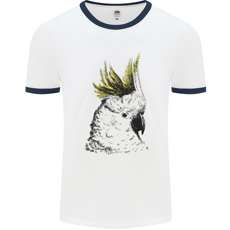 A Cockatoo Bird Mens Ringer T-Shirt White/Navy Blue
