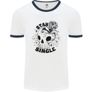 Stay Single Anti Valentines Singles Day Skull Mens Ringer T-Shirt White/Navy Blue