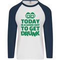 Good Day to Get Drunk St. Patrick's Day Mens L/S Baseball T-Shirt White/Navy Blue