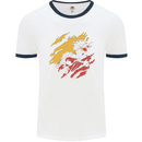 Torn Bhutan Flag Bhutanese Day Football Mens Ringer T-Shirt White/Navy Blue