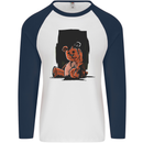 A Zombie Teddy Bear Halloween Mens L/S Baseball T-Shirt White/Navy Blue