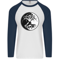 Yggdrasil Tree Mens L/S Baseball T-Shirt White/Navy Blue
