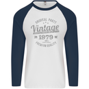 Vintage Year 44th Birthday 1979 Mens L/S Baseball T-Shirt White/Navy Blue