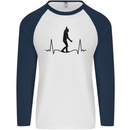Tightrope Walking Walker Funambulism Mens L/S Baseball T-Shirt White/Navy Blue