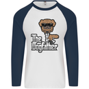 The Dog Father Funny Fathers Day Dad Daddy Mens L/S Baseball T-Shirt White/Navy Blue