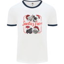 Santa's Fave Cats and Dogs Christmas Xmas Mens Ringer T-Shirt White/Navy Blue