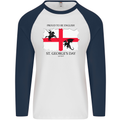 Proud to Be English St Georges Day Flag Mens L/S Baseball T-Shirt White/Navy Blue