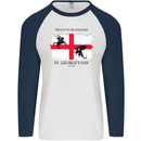 Proud to Be English St Georges Day Flag Mens L/S Baseball T-Shirt White/Navy Blue