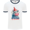 Hippopotamus For Christmas Hippo Xmas Mens Ringer T-Shirt White/Navy Blue