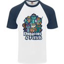 Dungeons & Ferrets Role Play Games RPG Mens S/S Baseball T-Shirt White/Navy Blue