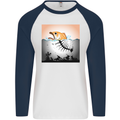 Fish Pollution Climate Change Environment Mens L/S Baseball T-Shirt White/Navy Blue