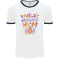 Worlds Okayest Mom Mothers Day Mummy Mens Ringer T-Shirt White/Navy Blue