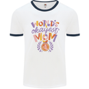 Worlds Okayest Mom Mothers Day Mummy Mens Ringer T-Shirt White/Navy Blue