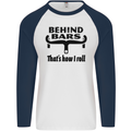 Behind Bars That's How I Roll Cycling Mens L/S Baseball T-Shirt White/Navy Blue