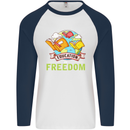 Education Is Freedom Teaching Teacher Mens L/S Baseball T-Shirt White/Navy Blue
