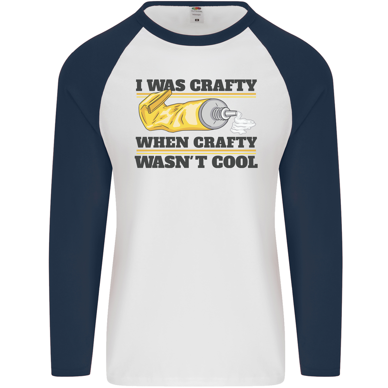 Arts and Crafts Funny Crafty Art Artist Mens L/S Baseball T-Shirt White/Navy Blue