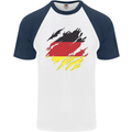 Torn Germany Flag German Day Football Mens S/S Baseball T-Shirt White/Navy Blue