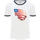 Curled Liberia Flag Liberian Day Football Mens Ringer T-Shirt White/Navy Blue