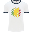 Torn Mali Flag Malian Day Football Mens Ringer T-Shirt White/Navy Blue