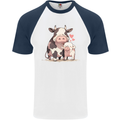 Love is a Cow and Pig Mens S/S Baseball T-Shirt White/Navy Blue