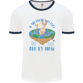 If the Earth Was Flat Funny Cats Society Mens Ringer T-Shirt White/Navy Blue