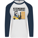 Forklift Driver I Lift Heavy Weights Funny Mens L/S Baseball T-Shirt White/Navy Blue