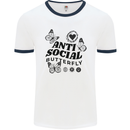 Antisocial Butterfly Mens Ringer T-Shirt White/Navy Blue