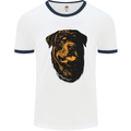 Rottweiller Head Dog Mens Ringer T-Shirt White/Navy Blue