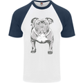 American Bully Striking a Pose Dog Mens S/S Baseball T-Shirt White/Navy Blue