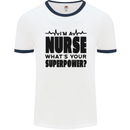 Im a Nurse Whats Your Superpower Nursing Mens Ringer T-Shirt White/Navy Blue
