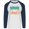I Don't Eat My Homies Funny Vegan Vegetarian Mens L/S Baseball T-Shirt White/Navy Blue